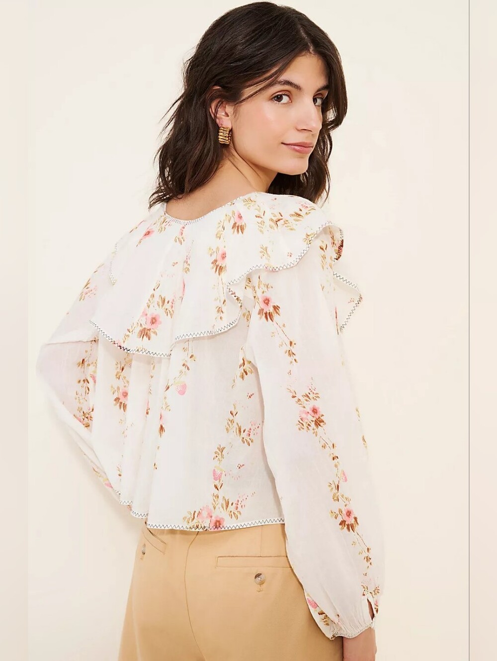 Free People Camilla Printed Blouse NWT Romantic Ruffle Floral Top XS